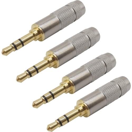 4Pcs/Lot 3.5mm Stereo Headphone Repair Plug Audio Connector Gold plated 3.5mm 3Pole Replacement Soldering Headphone Jack Plugs