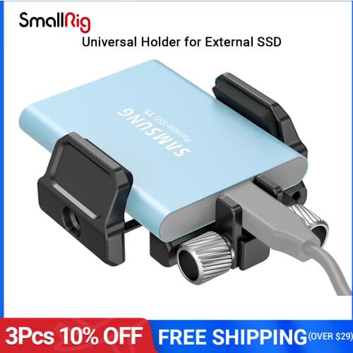 SmallRig Universal Holder Mount for External SSD Holder Clamp With Cold Shoe and 1/4"-20 Screws - 2343