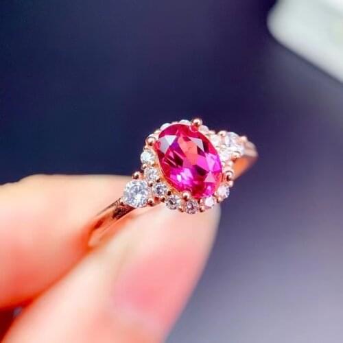 CoLife Jewelry 100% Natural Pink Tourmaline Ring for Engagement 4mm*6mm Tourmaline Silver Ring 925 Silver Tourmaline Jewelry
