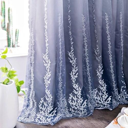 Living Room Curtains Double-layer Tulle and Cloth Curtain Sewed Together Luxury Embroidery Gray Blackout Curtains for Bedroom