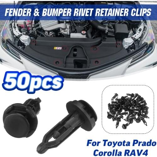 50pcs 9mm Fender Fastener Clips Bumper Rivet Retainer Fixed Clamps for Toyota Prado Corolla RAV4