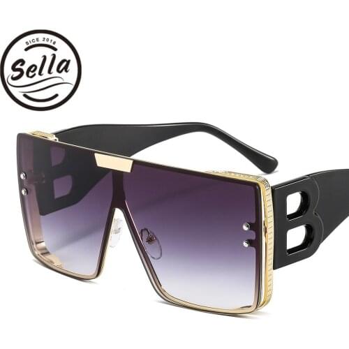 Sella Oversized Conjoined Square Women Sunglasses New Vintage Fashion Brand Designer Gradient Lens Summer Sunglasses Gafas