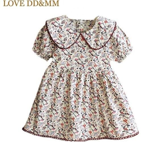 LOVE DD&MM Girls Clothing Dresses 2021 Summer New Girl Fashion Flower Color Short Sleeve Dress For Kids Sweet Costume
