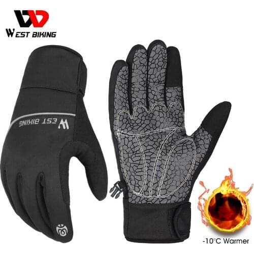 WEST BIKING Winter Bike Gloves Thicken Warm Touch Screen Men Women Cycling Gloves Sport Running Ski MTB Bike Motorcycle Gloves