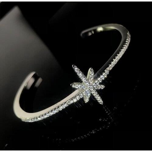 Star with Opening Design Woman Bracelet Temperament Simple Personality Six-pointed Star Meteor