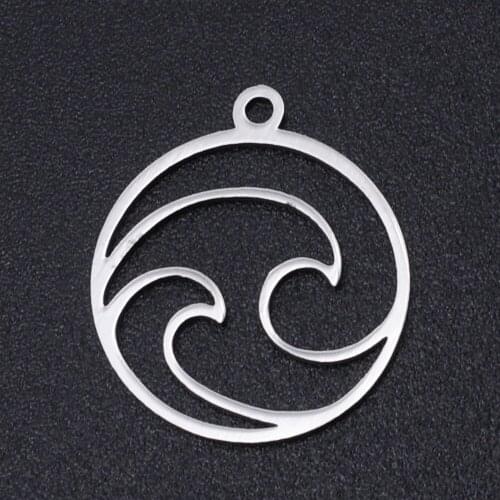 10pcs/lot 20*18mm Stainless Steel Sea Wave Pendant Bracelet Charms DIY Jewelry Making Handicraft Accessories Wholesale