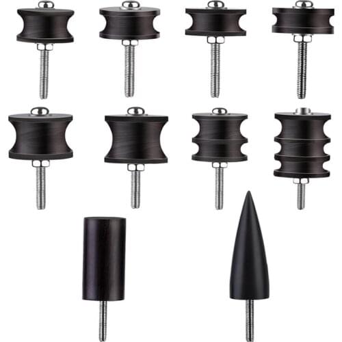 RORGETO 10pcs DIY Leather Polishing Tool Set Leather Edge Electric Polisher Flat Head/Pointed Head Cowhide Material Polisher