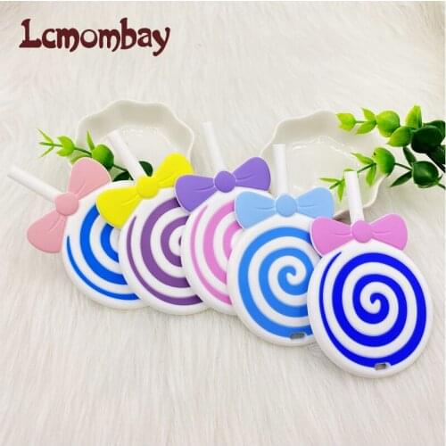 Lcmombay 10pcs Lollipops Silicone Baby Teethers BPA Free DIY Necklace Pendant Teething Beads Food Grade Baby Toys Oral Care