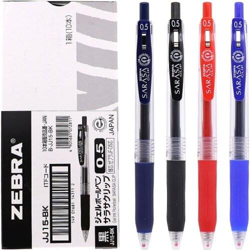 10 pcs Zebra Sarasa JJ15 Clip 0.5 Retractable Gel Ink Pen Rubber Grip 0.5mm Blue/Black/Red/BlueBlack Ink Value Set