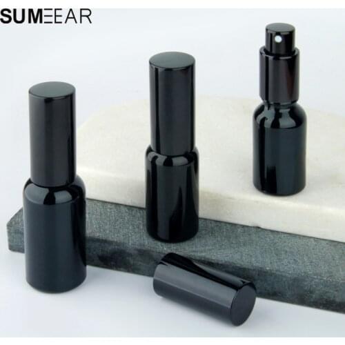 20Pieces/Lot 15ml 20ml 30ml Lotion bottle spray perfume bottle Black empty glass Aluminum nozzle Perfume Bottles