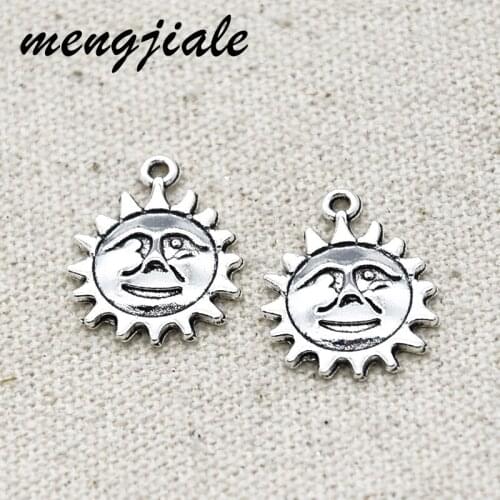 20pcs Antique Silver Sun God Charms Alloy Metal Pendants For DIY Jewelry Accessories Making 11*17mm