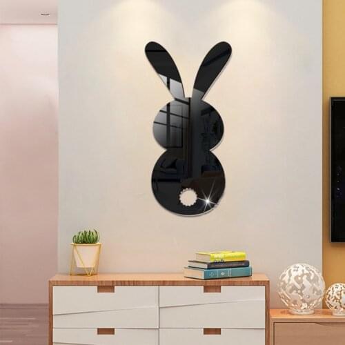2D Cute Rabbit Shape Acrylic Removable Mirror Wall Sticker For Bedroom Home Living Decor Childrens Room Wall Stickers Mirror