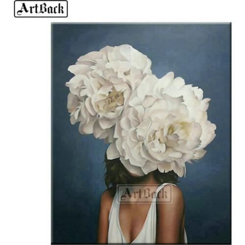 30x40cm diamond painting sexy woman head flower cross stitch full square diy 5d diamond art abstract diamond mosaic sticker