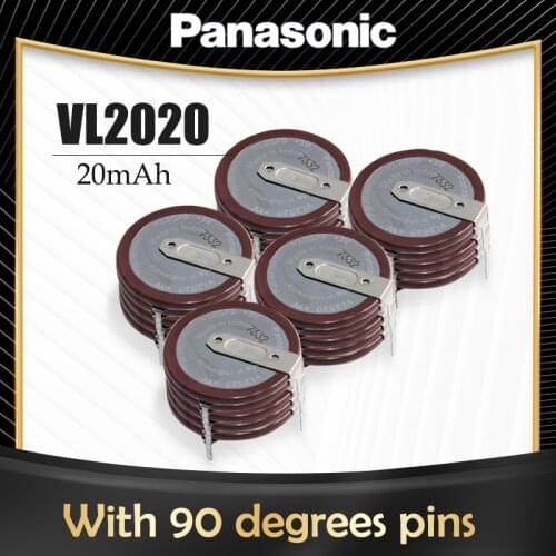 50PCS Original Panasonic VL2020 2020 3V Rechargeable Lithium Battery With Legs 90 degrees For Car Key Remote Timer Button cell