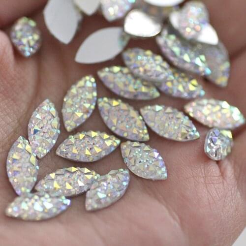 7*15mm 100pcs Eye horse Shine Crystal AB Silver Base Sew On Rhinestone Glue on Stones Spacer buttons for DIY Dress Clothing