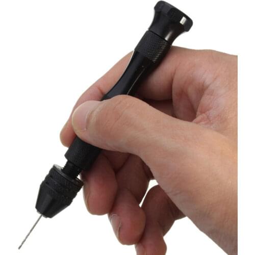 0.6-2mm/0.8-3mm Aluminum Hand Drill + 10/20/25pcs Twist Drill Bit Mini Jewelry Woodworking Drilling Rotary Tools