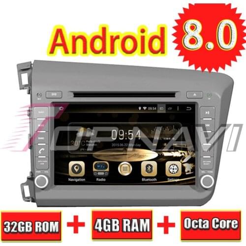 TOPNAVI 8'' Octa Core Android 8.0 Car GPS Navigation for CIVIC 2012- For Honda Autoradio Multimedia Audio Stereo 4GB RAM 32G ROM