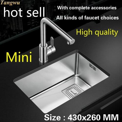 Free shipping Fashionable high-grade kitchen sink food grade 304 stainless steel 2.5 MM thick manual small single slot 43x26 CM