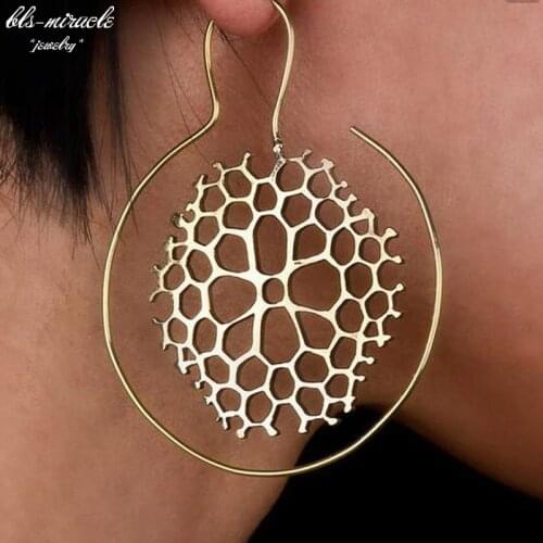 Bls-miracle fashion jewelry accessories National Swirl Hoop hollow geometry Dangle earring best femme gift E427