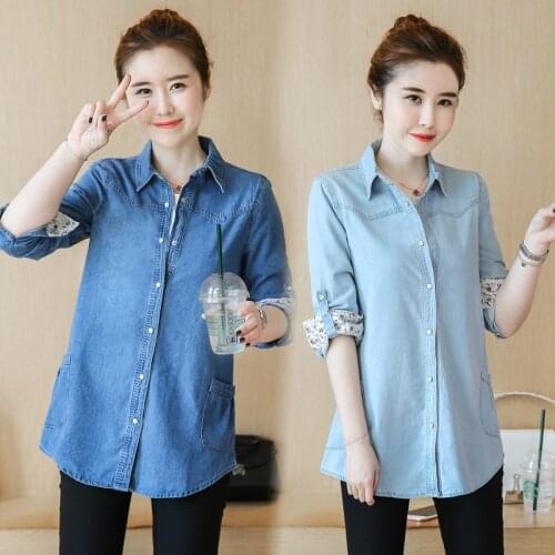 Blouse Women Spring Autumn Denim Shirt Womens Shirt Long Sleeve Shirt Large Size Coat Blusas Ropa De Mujer