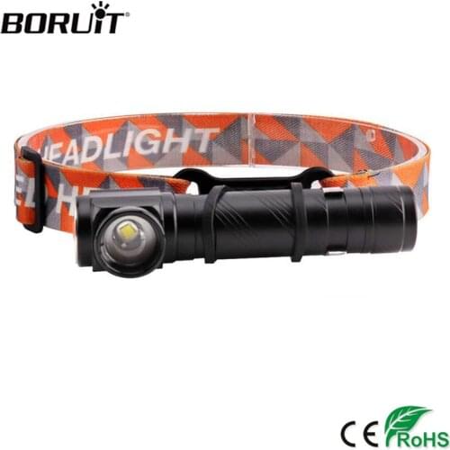 BORUiT RJ-1190 T6 LED Headlamp Zoom 4-Mode Headlight USB Charger 18650 Magnetic Head Torch for Camping Hunting Flashlight