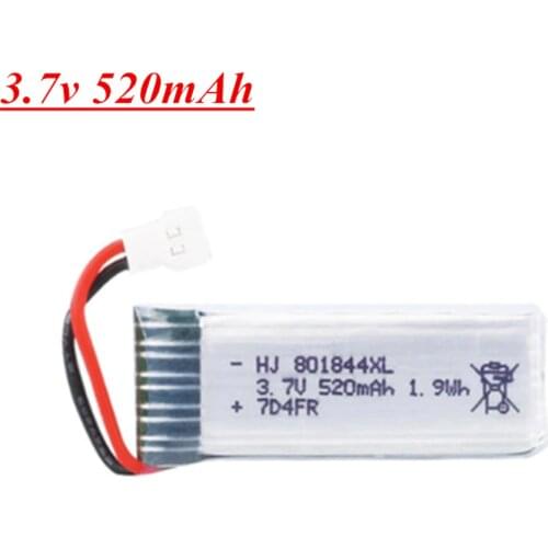 For Hubsan H107P 801844 3.7V 520mAh 25c 1.9Wh Battery for H107P RC Camera Drone Spare Parts 1pcs to 10pcs