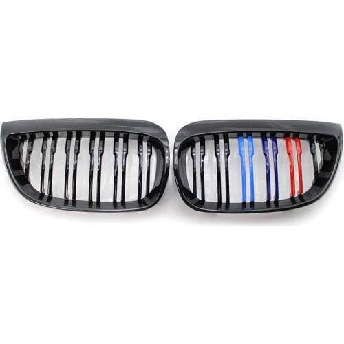 Pair of Dual Slat Gloss Black M-Color Grille Fit for BMW E81 E87 1 Series 2004-2007