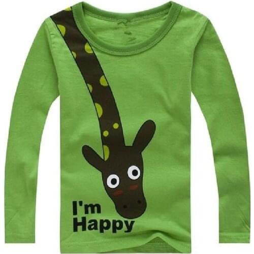 Hooyi Giraffe Boys T-Shirts Bottom Shirts Children Tee Shirts Tops Baby Boy Clothes Girls Blouses 100% Cotton Jersey