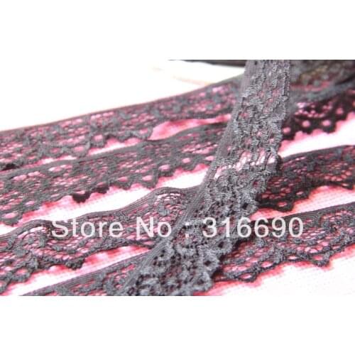 Refinement flower elasticity cotton embroidery black lace ribbon for DIY 30yards/lot