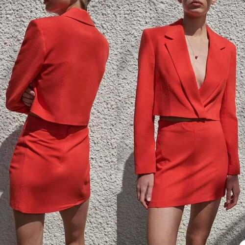 Red Short Summer Women Dress Suits Fashion Mother of the Bride Tuxedos Long Sleeve Work Coat Pants Office Lady 2 Pieces