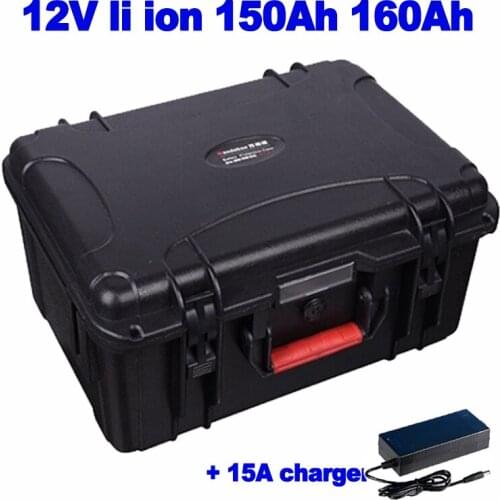 Lithium ion li ion 12V 12.6v 150Ah 160ah battery pack for Outdoor power supply lawn mower thruster trolling motor +15A charger
