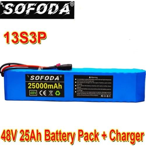 48v lithium ion battery 48v 25Ah 1000w 13S3P Lithium ion Battery Pack For 54.6v E-bike Electric bicycle Scooter with BMS