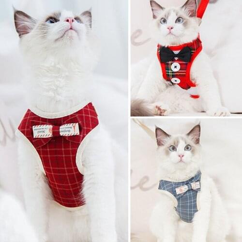 Cute Dog Harness Vest Breathable Cat Collar Vest Leash Set Puppy Cat Chain Vest Harness for Chihuahua Bulldog Cat Arnes Perro