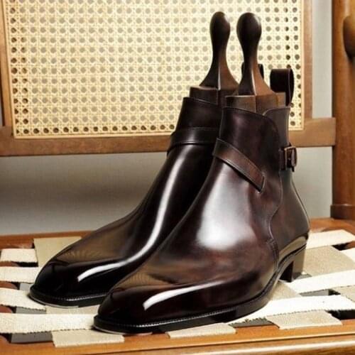 2020 Mens Shoes New Fashion Handmade Pu Leather Classic Dress Boots Low Heel Stylish Casual Formal Chelsea Boots Zapatos 4M872