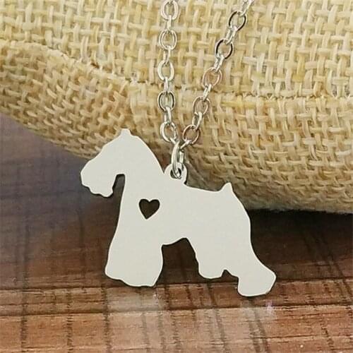 New Mini Schnauzer Necklace Silver Color Stainless Steel Schnauzer Pendant Necklace Animal Dog Jewellery