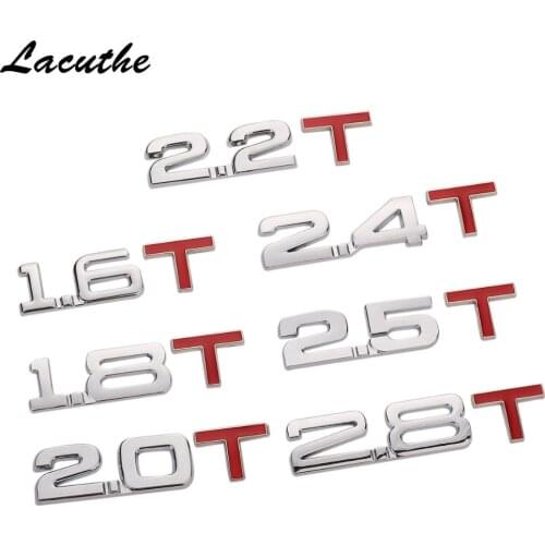 New Car 3D Metal 1.6T 1.8T 2.0T 2.2T 2.4T 2.5T 2.8T Logo Sticker Emblem Badge Decals For TOYOTA BMW Ford Focus Car Styling