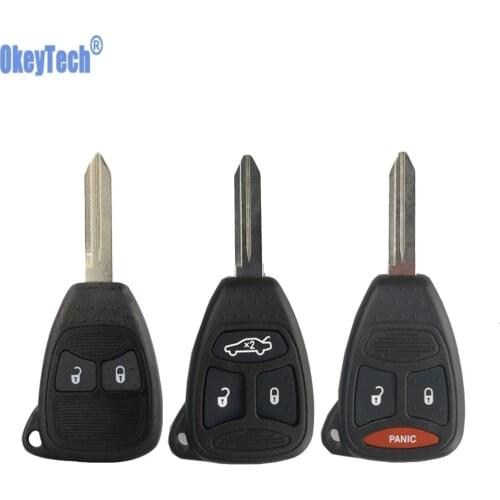 OkeyTech for Chrysler Pacifica Aspen 300 Dodge Caravan Jeep Wrangler jk Commander Grand Cherokee Car Key Shell Case 2/3 Buttons