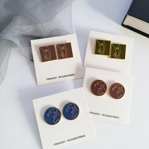 Simple Face Round Non Pierced Earrings Abstract Funny Big Earrings