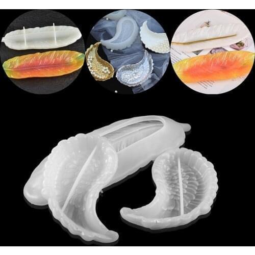 Clear Angel Wing Epoxy Resin Molds Large Feather Plate Trinkets Storage For DIY Resin Epoxy Mold Silicone Jewelry Crafts Making