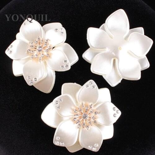 Size 46 MM Shell Garments Rhinestone Buttons Patch Glue Nn Acessories Flatback For Hats Bags For Wedding Decor 20Pcs/Lot SYBB82