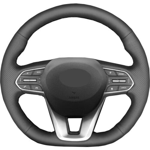 Hand Sew Car Steering Wheel Cover Wrap Leather Suede Volant For Hyundai Santa Fe 2019 2020 2021 Palisade 2020 2021 Funda Volante