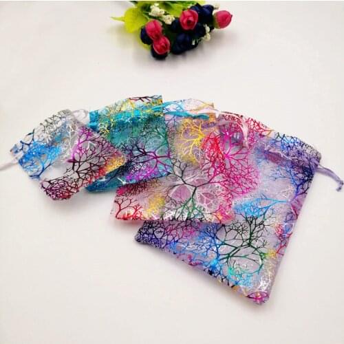 RUIDAY 10x15cm Organza Drawstring Gift Bag 100pcs Colorful Coral Jewelry Packaging Display Jewelry Pouches Gift Bags For Wedding