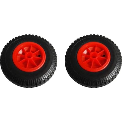 1 Pair 10''/ 25.4cm Outer Diameter Replacement Puncture Proof Rubber Tyre on Red Wheel for Kayak Canoe Trolley/Trailer/Cart