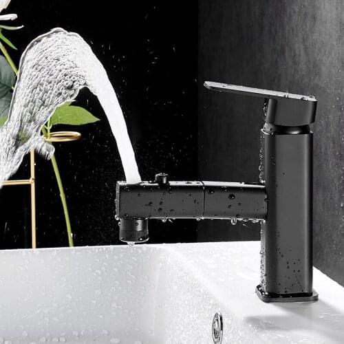 Washstand faucet all copper toilet top basin washbasin black pull-out faucet hot and cold household