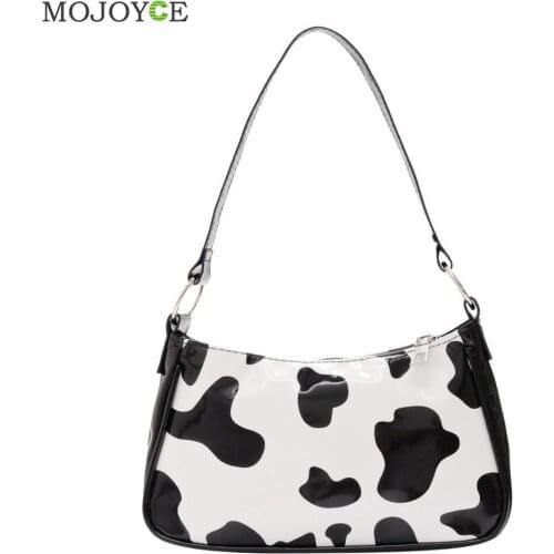 Fashion Animal Cow Print Totes Women Retro PU Leather Casual Travel Shoulder Underarm Top-handle Bags Lady Handbag Purse