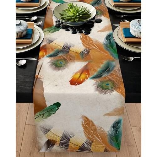 Runner drape table Living Room Kitchen colorful feather patterned micro fabric cover runner pattern Free Shipping