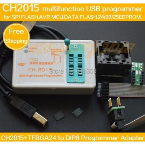 SPI FLASH USB Programmer CH2015+TFBGA24 to DIP8 Adapter BGA24 6X8MM for FLASH 25Q64/25Q128 eeprom/AVR/DATA FALSH Programmer