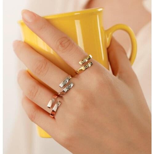 Vaoov 925 Sterling Silver Personalized Name Ring - Made in Turkey