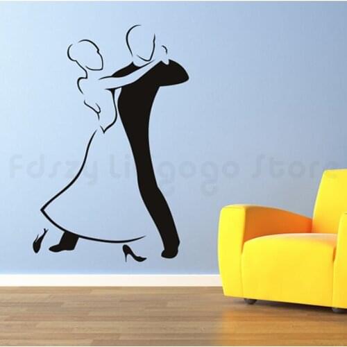 Zarys Vinyl wymienny taniec towarzyski naklejka ścienna mężczyźni i kobiety taniec naklejki ścienne sala taneczna dekoracja H752