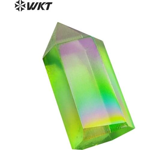 WT-G184 Wholesale 5pcs/lot Green Crystal Pillar Stone for Jewelry DIY Making Amazing Green Aura crystal Quartz point